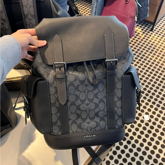 NWT！COACH Hudson Backpack In Signature Canvas COACH CB839 Gunmetal/Charcoal/Blac - Picture 3 of 11
